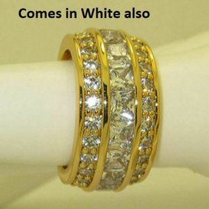 infinity ring 18kt yellow gold wide band eternity cubic zirconia 4 5 6 7 8 9 10